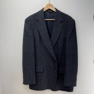 Vtg Unstructured Woolworth's 2-Bttn Gray Plaid Wool Sport Coat (42L or 44L)